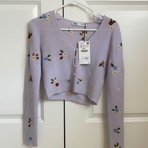 Zara floral embroidered top